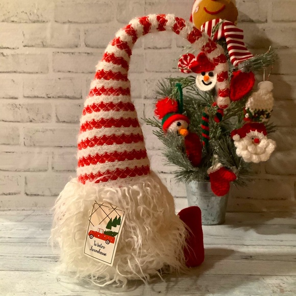 Winter Farmhouse Striped Hat Christmas Gnome - Picture 4 of 5